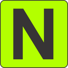Fouroescent Circle or Square Label Alphabetic letter N